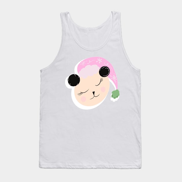 Cute Panda Christmas Hat Pink Tank Top by Dreambigdigitaldesigns